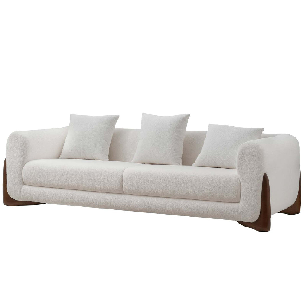 Artistic Sherpa Couch Chair with Solid Wood Legs, Single Seat