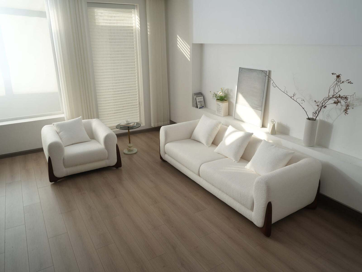 Artistic Sherpa Couch Chair with Solid Wood Legs, Single Seat