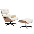 Mid-Century Modern Leather Swivel Lounge Chair and Ottoman Set, BRAND NEW