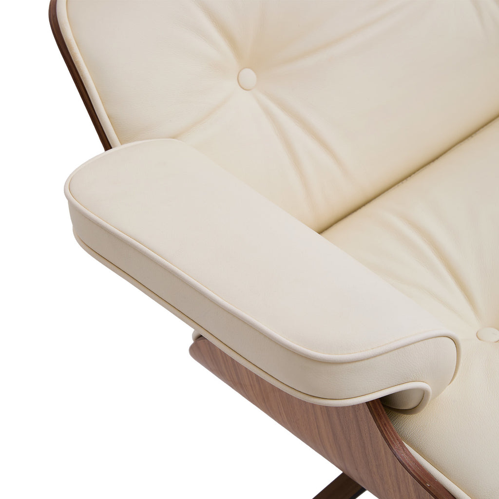 Mid-Century Modern Leather Swivel Lounge Chair and Ottoman Set, BRAND NEW