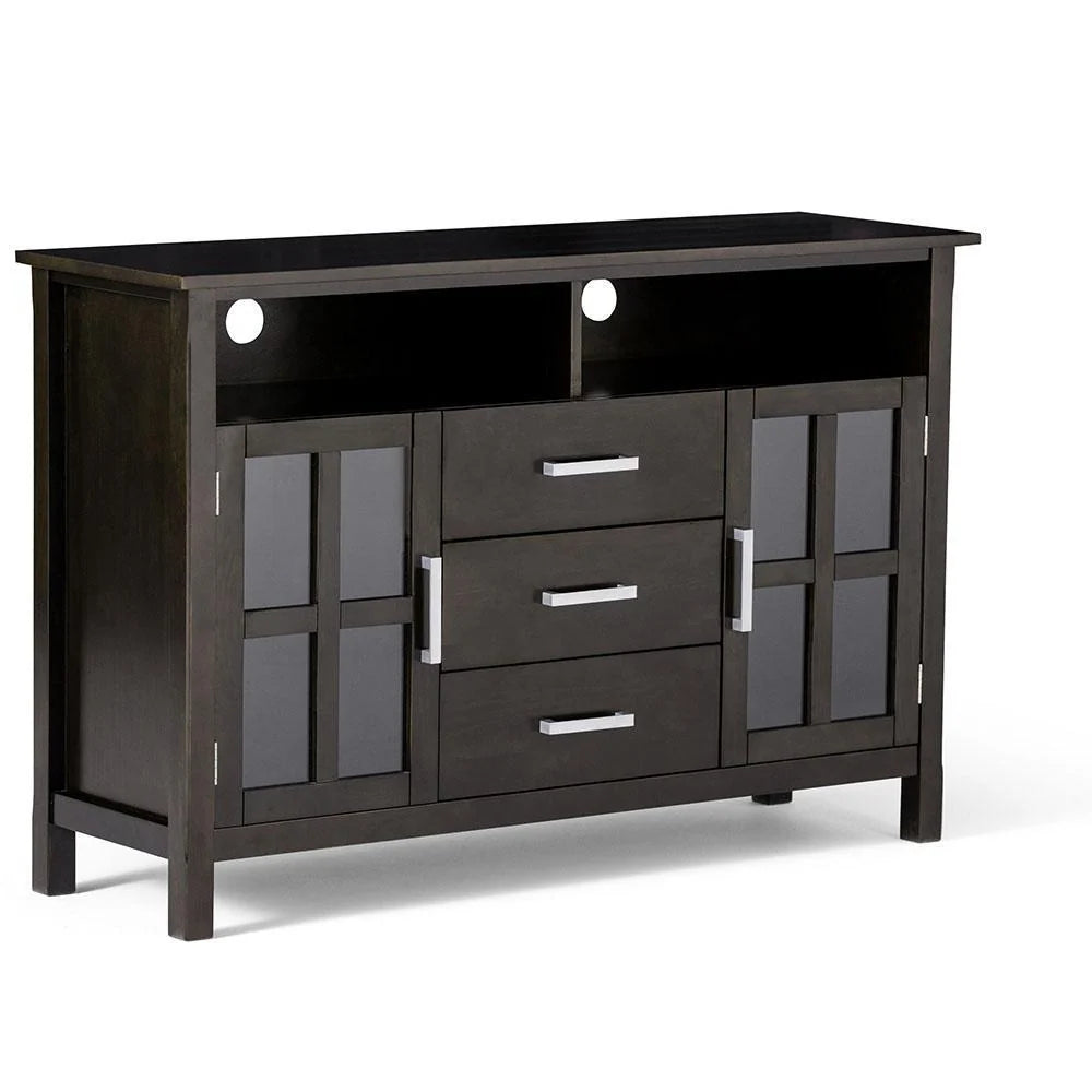 Simpli Home Kitchener 53" Solid Wood Tall TV Stand Console – Grey NEW NIB