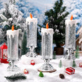 Baquler 4 Pcs 10.6" Christmas Snow Globe Candles with Silver Base