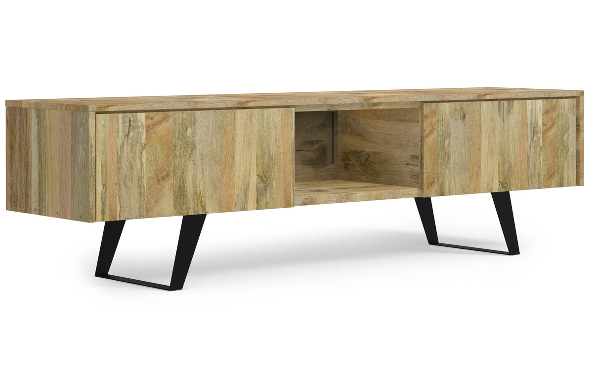 Simpli Home Lowry 72" Solid Mango Wood TV Media Stand for 80" TV – NEW NIB