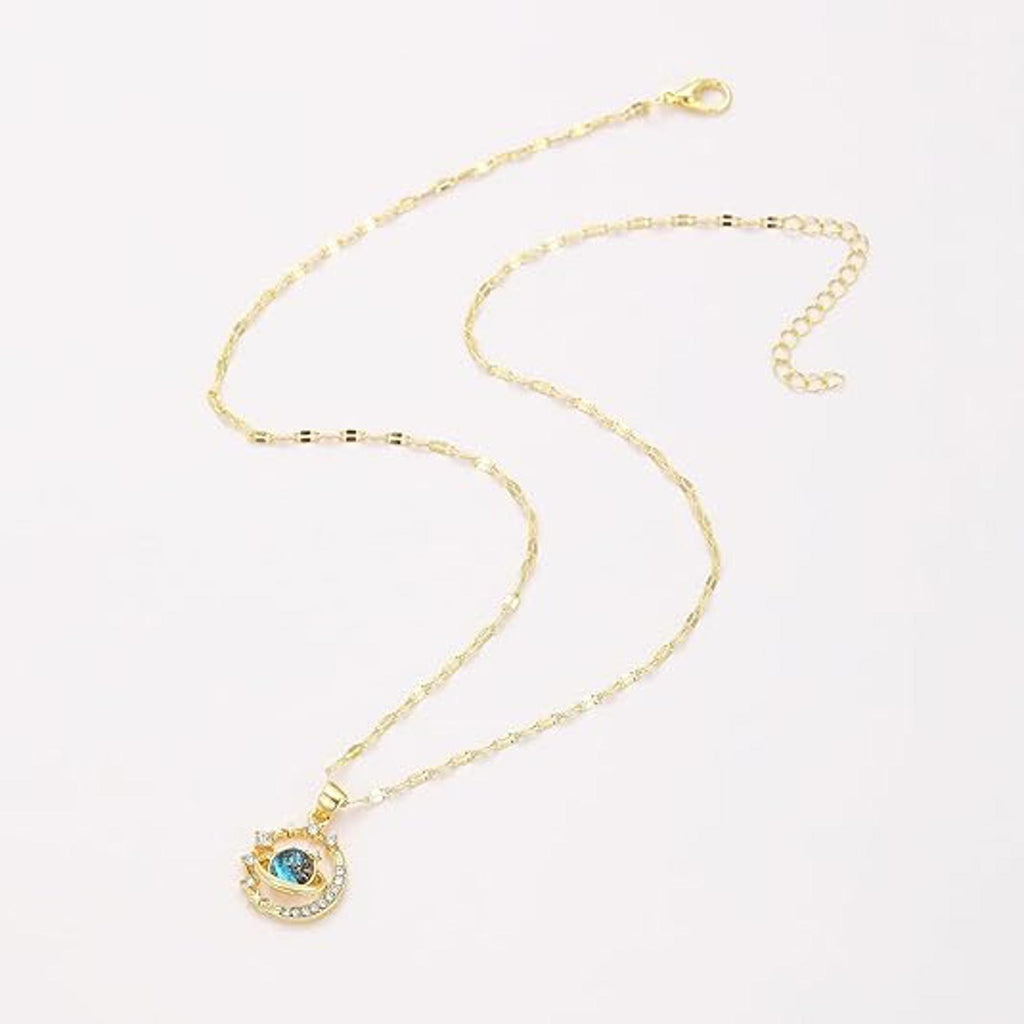Gold Necklace for Women, Celestial Moon and Star Gemstone Pendant Necklace
