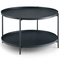 Simpli Home Monet 32" Round Metal Coffee Table – Matte Black Tray Top NEW