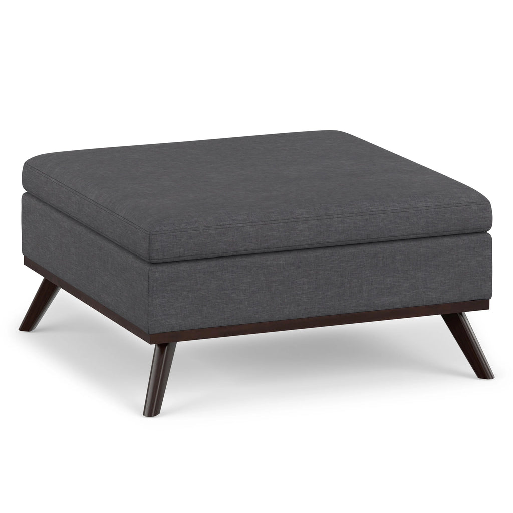 Simpli Home Owen 36" Mid-Century Storage Ottoman Coffee Table – Grey NEW NIB