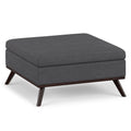 Simpli Home Owen 36" Mid-Century Storage Ottoman Coffee Table – Grey NEW NIB