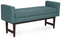 Simpli Home Scott 46" Mid-Century Modern Entryway Bench – Smokey Teal NEW NIB