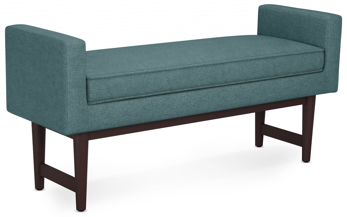Simpli Home Scott 46" Mid-Century Modern Entryway Bench – Smokey Teal NEW NIB