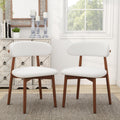 Set of 4 Boucle and Solid Wood Dining Chairs