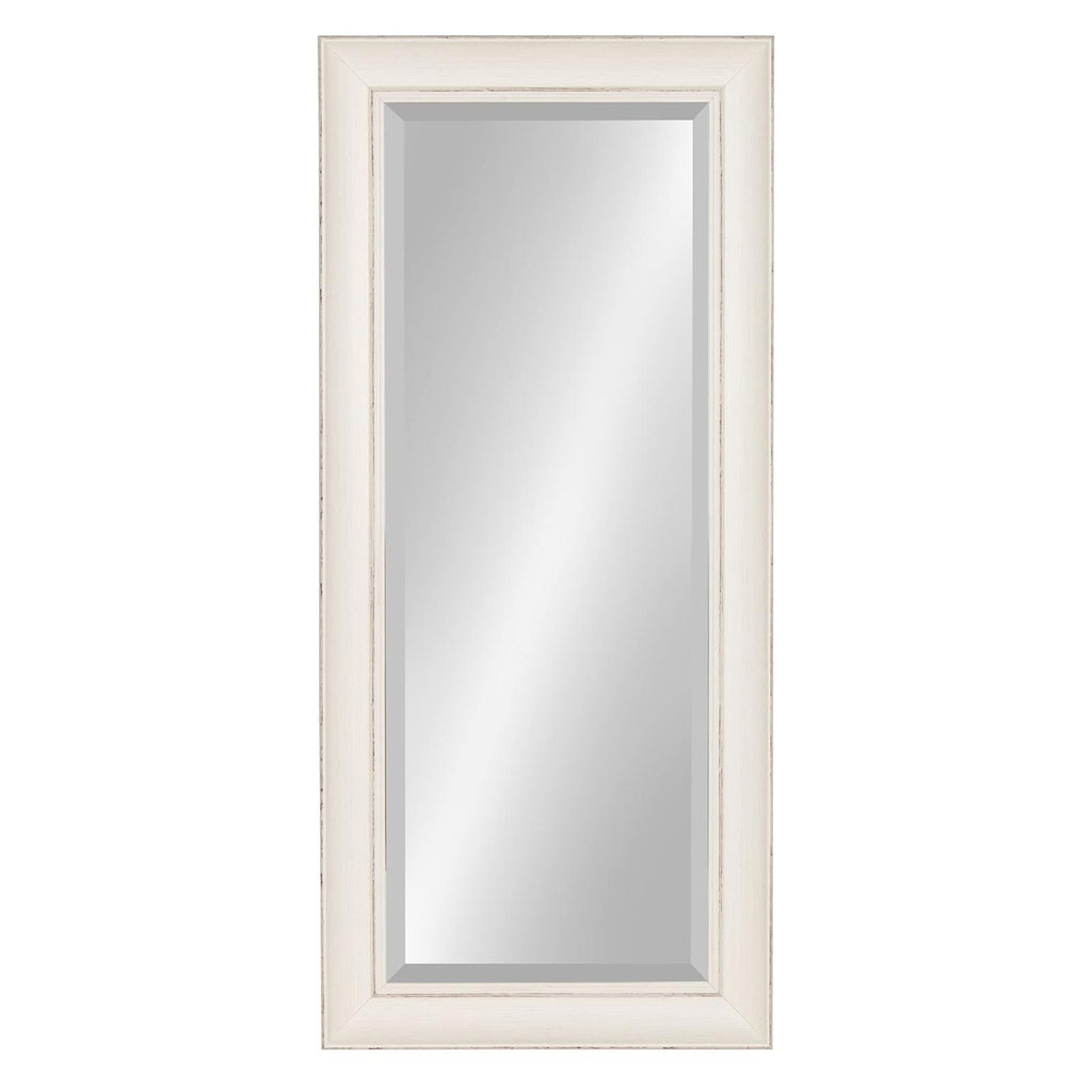Kate and Laurel Macon Framed Wall Panel Beveled Mirror, 16x36, Rustic White