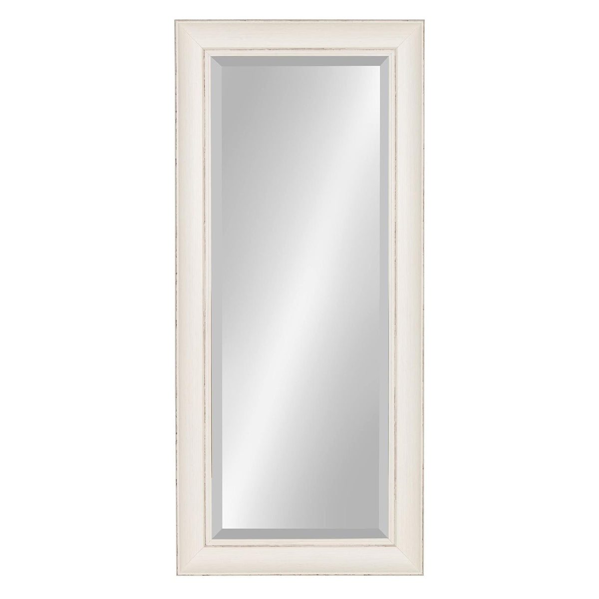 Kate and Laurel Macon Framed Wall Panel Beveled Mirror, 16x36, Rustic White