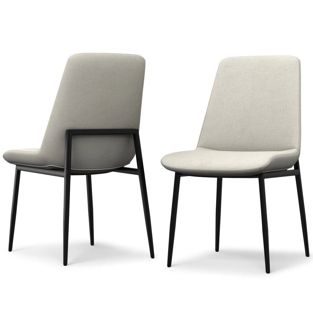 Simpli Home Savannah Dining Chairs Set of 2 – Natural Linen Metal Leg NEW