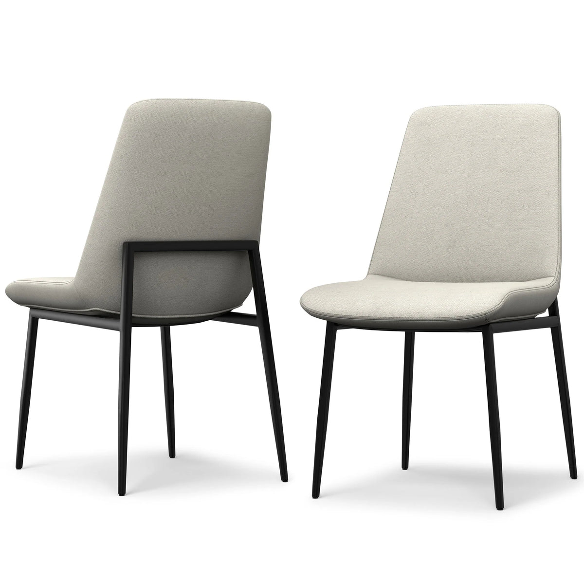 Simpli Home Savannah Dining Chairs Set of 2 – Natural Linen Metal Leg NEW