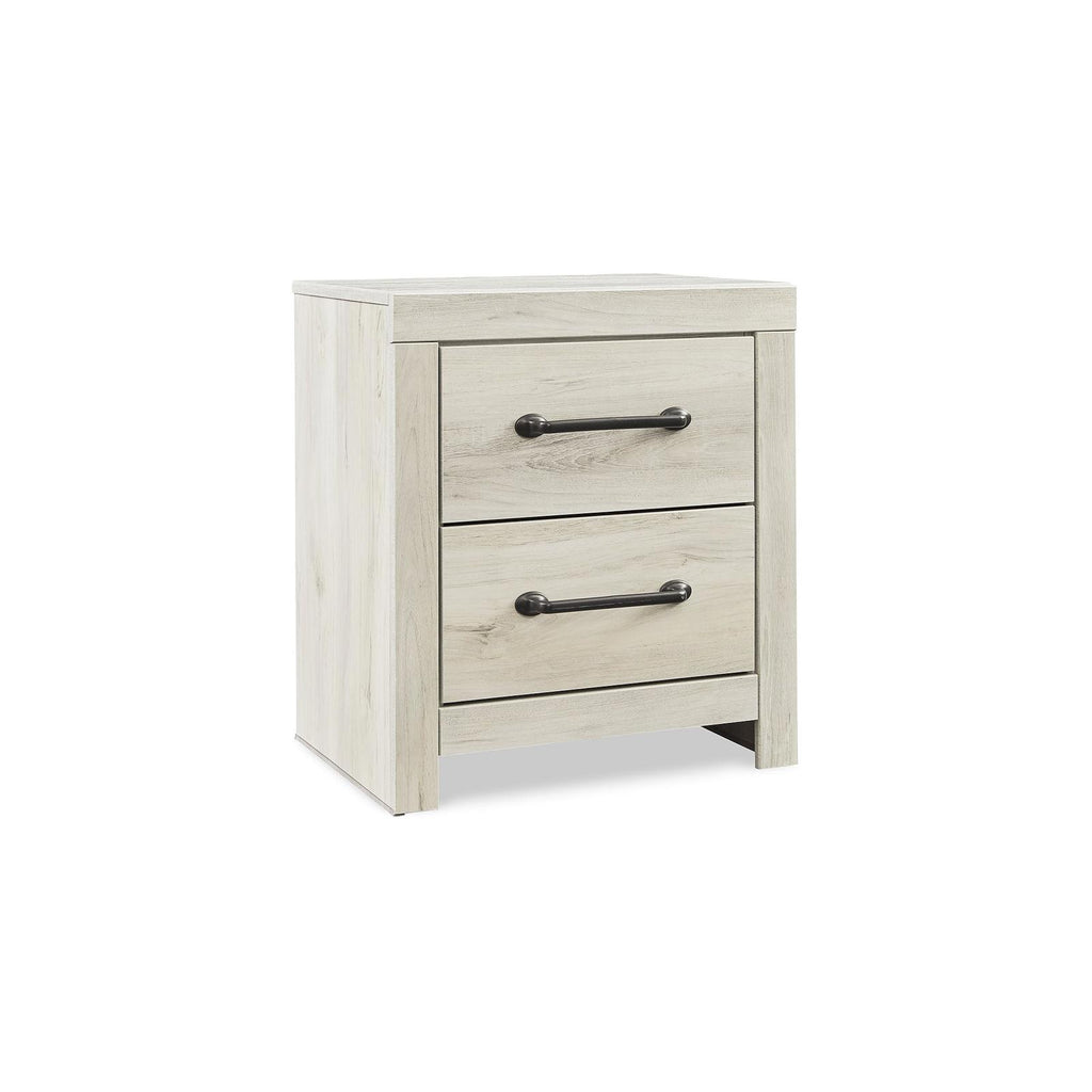 Signature Design by Ashley Cambeck Farmhouse Industrial 2 Drawer Nightstand, 24" Tall, Whitewash