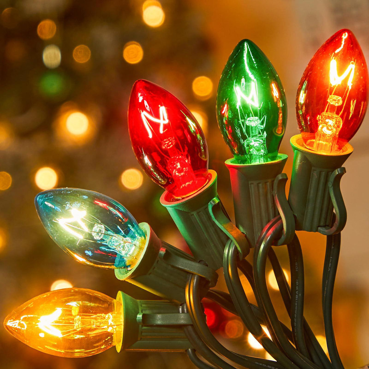Multicolor Christmas String Lights, 100ft Vintage Christmas Tree Lights, C7