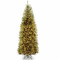 7.5 ft Pre-Lit Kingswood Fir Slim Artificial Christmas Tree, 450 LED Lights, Includes Stand, Green