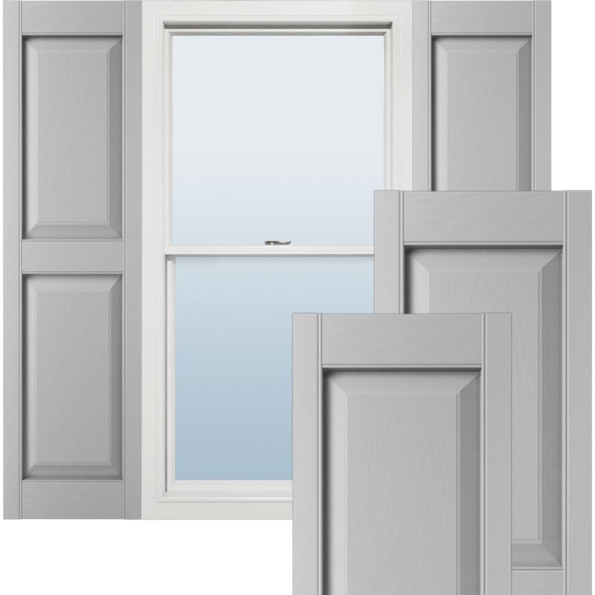 Pair of Ekena Millwork Vinyl Raised Panel Shutters, 14.75"x51", LP2S14X05100PG