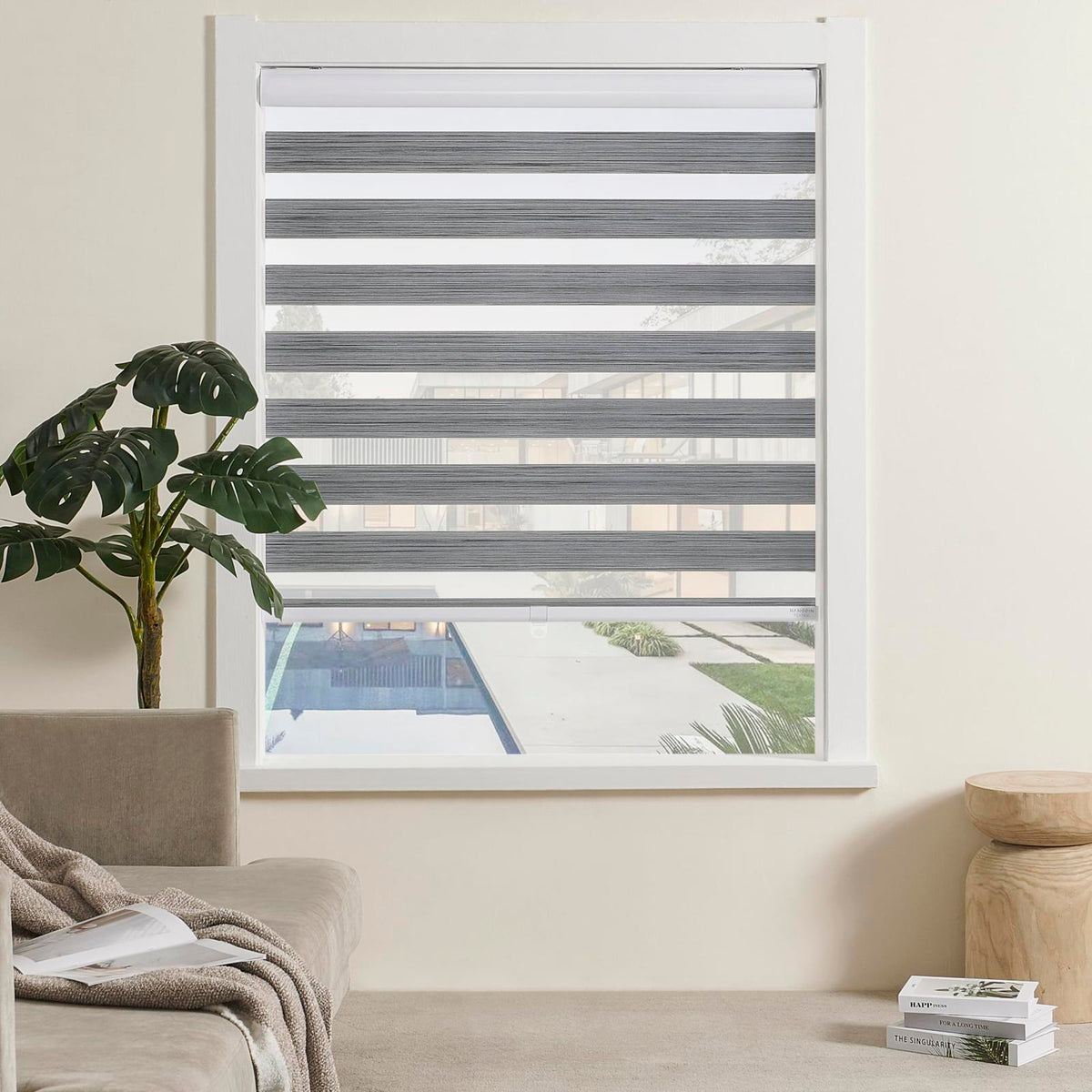 Cordless Zebra Blinds Window Blind, 39x72, Grey