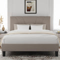 MISSING PIECES - Novilla Full Size Bed Frame with Adjustable Headboard, Full, Beige