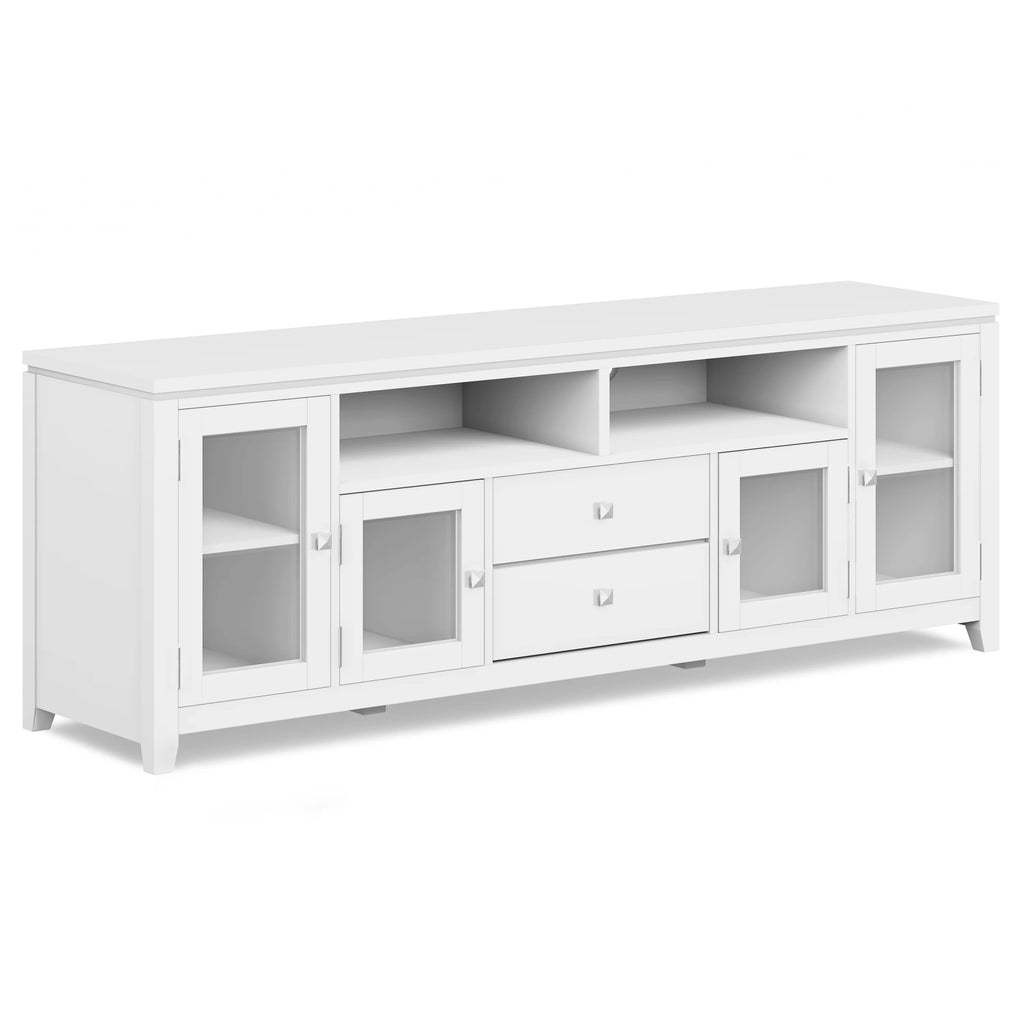 Simpli Home Cosmopolitan 72" Solid Wood TV Stand for 80" TV – White NEW NIB