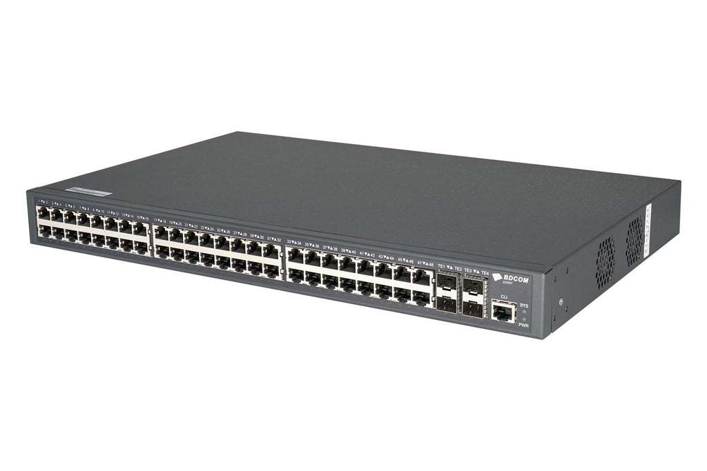 BDCOM S2900-48T4X-2AC 48-Port Gigabit RJ45 + 4-Port 10G SFP+ L3-lite Stackable Managed Switch
