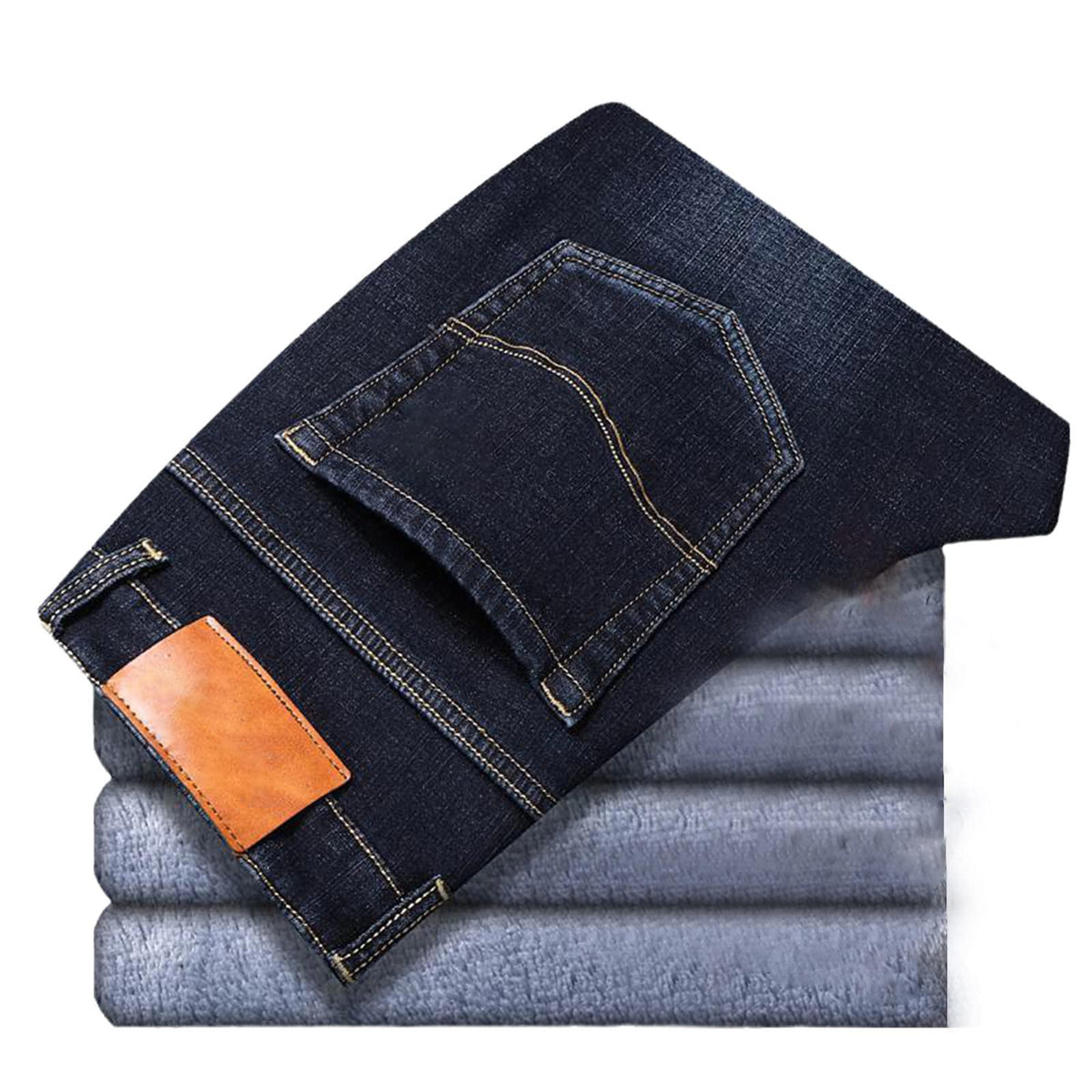 Alloaone Winter Working Jeans Men Black Slim Fit, Size 42x30, Black