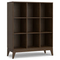 Simpli Home Harper 9-Cube Mid-Century Bookcase 52"H – Dark Walnut NEW NIB