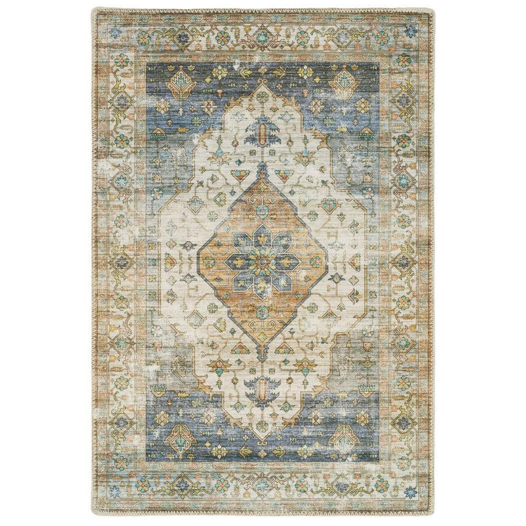 Home Decorators Collection Harmony Denim 5 ft. x 7 ft. Indoor Machine Washable Area Rug, NEW!