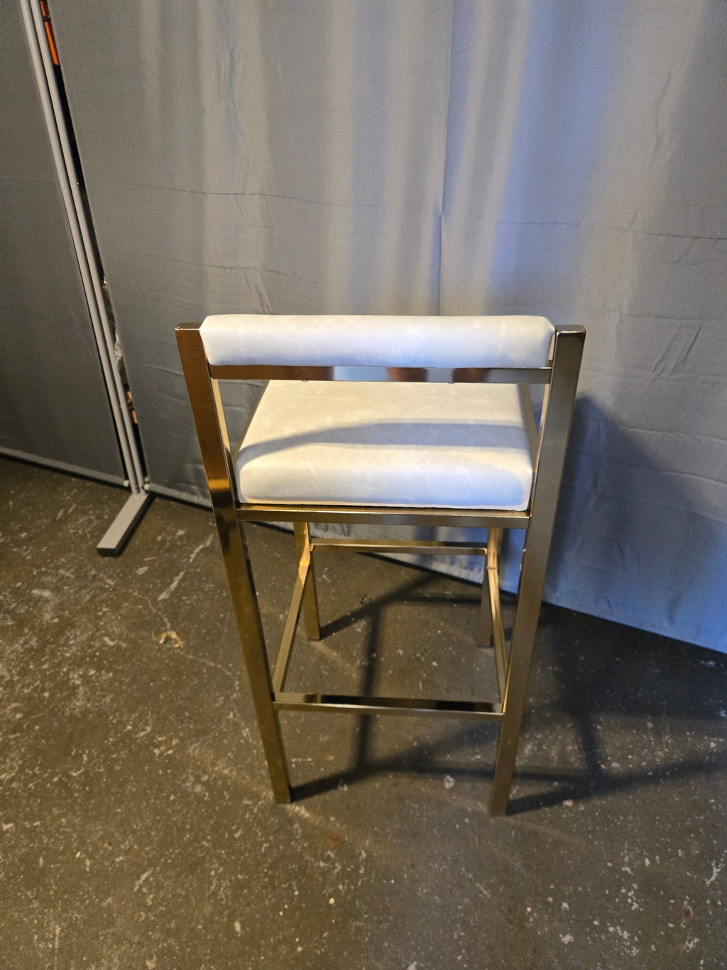 2 x Gold Framed Bar Stool, beige faux leather seat/back - PDX Furnish