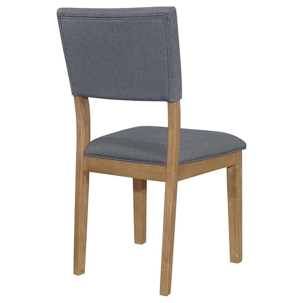 2 x MAKLAINE Farmhouse Fabric Padded Upholstered Side Chair in Blue, 19.25" - PDX Furnish