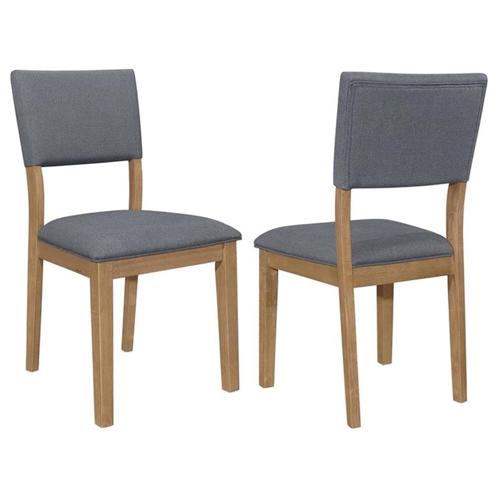 2 x MAKLAINE Farmhouse Fabric Padded Upholstered Side Chair in Blue, 19.25" - PDX Furnish