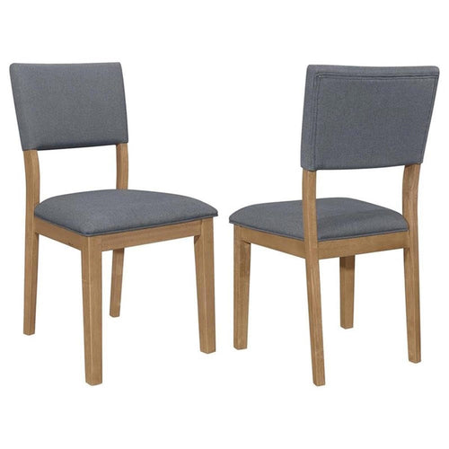 2 x MAKLAINE Farmhouse Fabric Padded Upholstered Side Chair in Blue, 19.25" - PDX Furnish