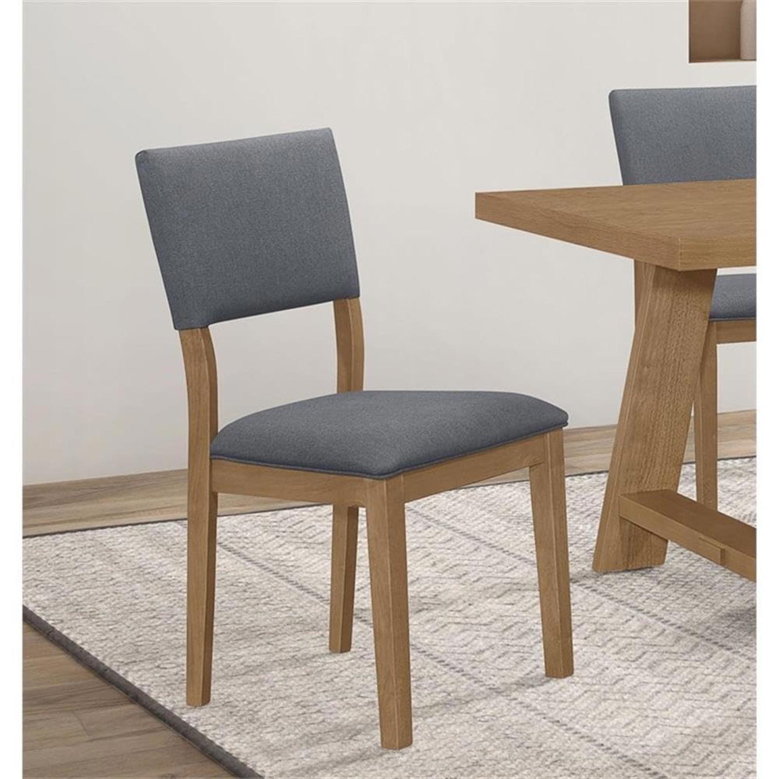 2 x MAKLAINE Farmhouse Fabric Padded Upholstered Side Chair in Blue, 19.25" - PDX Furnish