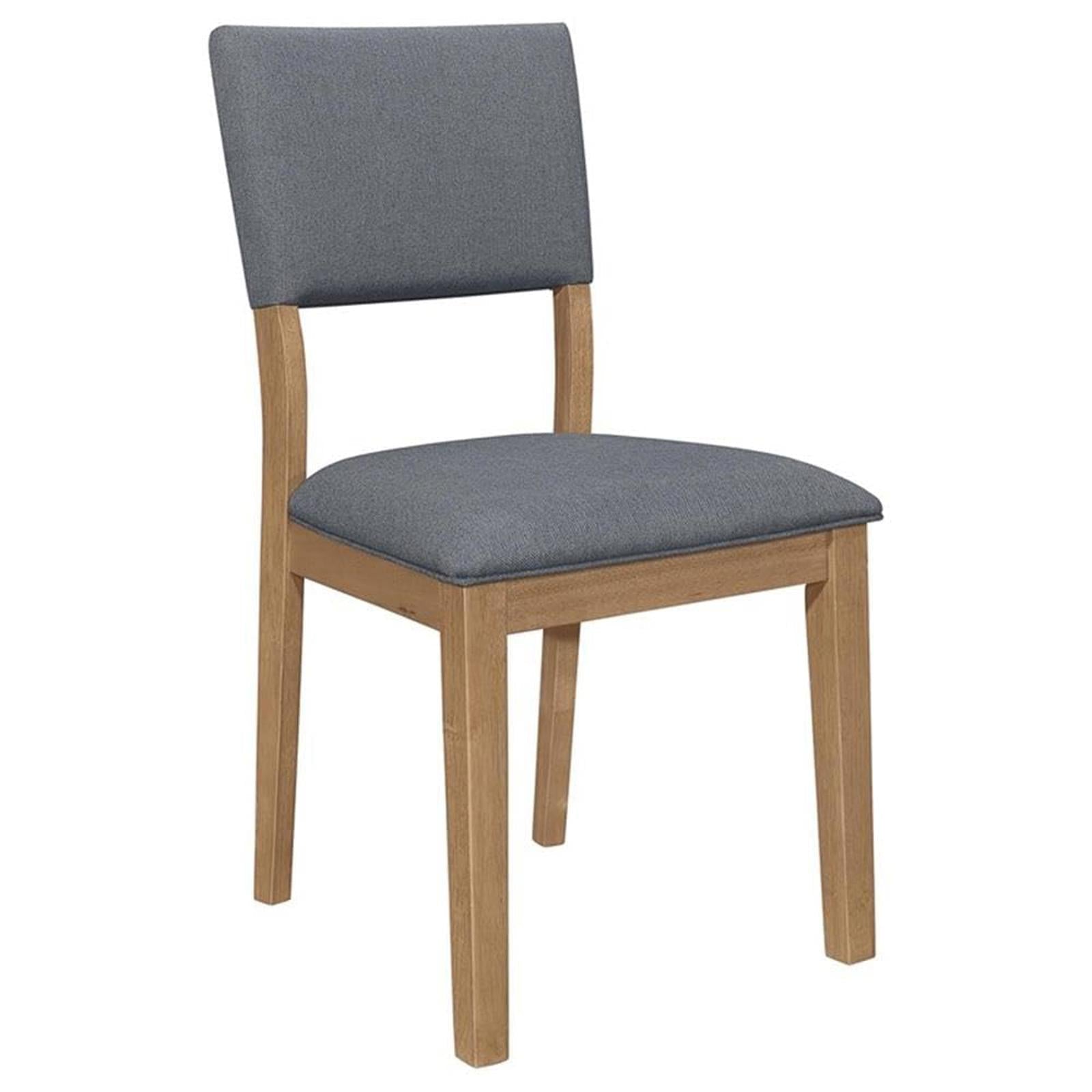 2 x MAKLAINE Farmhouse Fabric Padded Upholstered Side Chair in Blue, 19.25" - PDX Furnish
