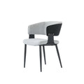 2 x Soft Fabric and Faux Leather Open Back Chairs, solid wood legs, NEW - PDX Furnish