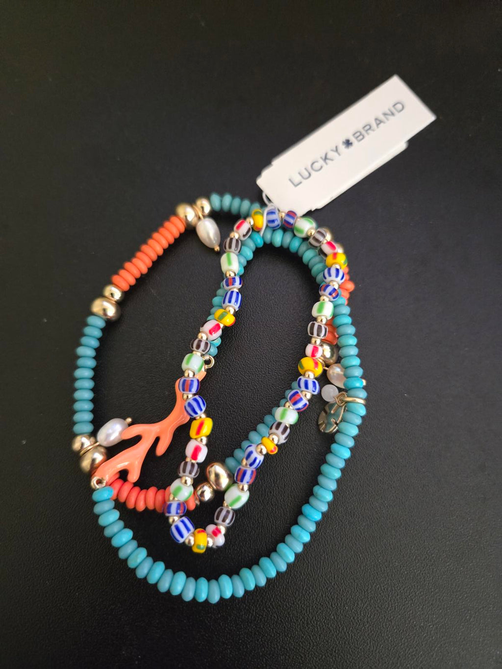 Lucky Brand Turquoise Summer Bracelet Set, Gold, One Size