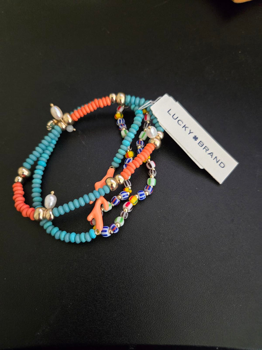 Lucky Brand Turquoise Summer Bracelet Set, Gold, One Size