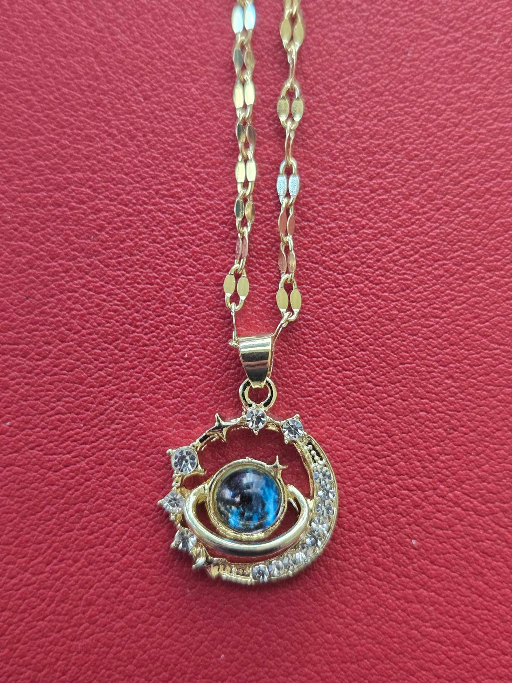 Gold Necklace for Women, Celestial Moon and Star Gemstone Pendant Necklace