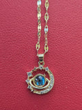 Gold Necklace for Women, Celestial Moon and Star Gemstone Pendant Necklace