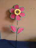16-inch Polka Dot Sunflower Wind Spinner with Leaves, Brand New