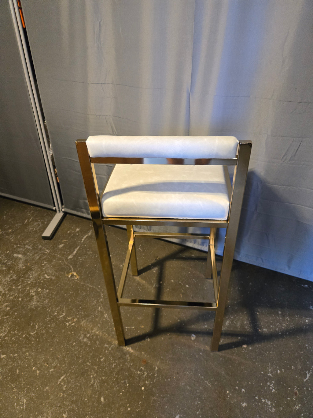 2 x Gold Framed Bar Stool, beige faux leather seat/back