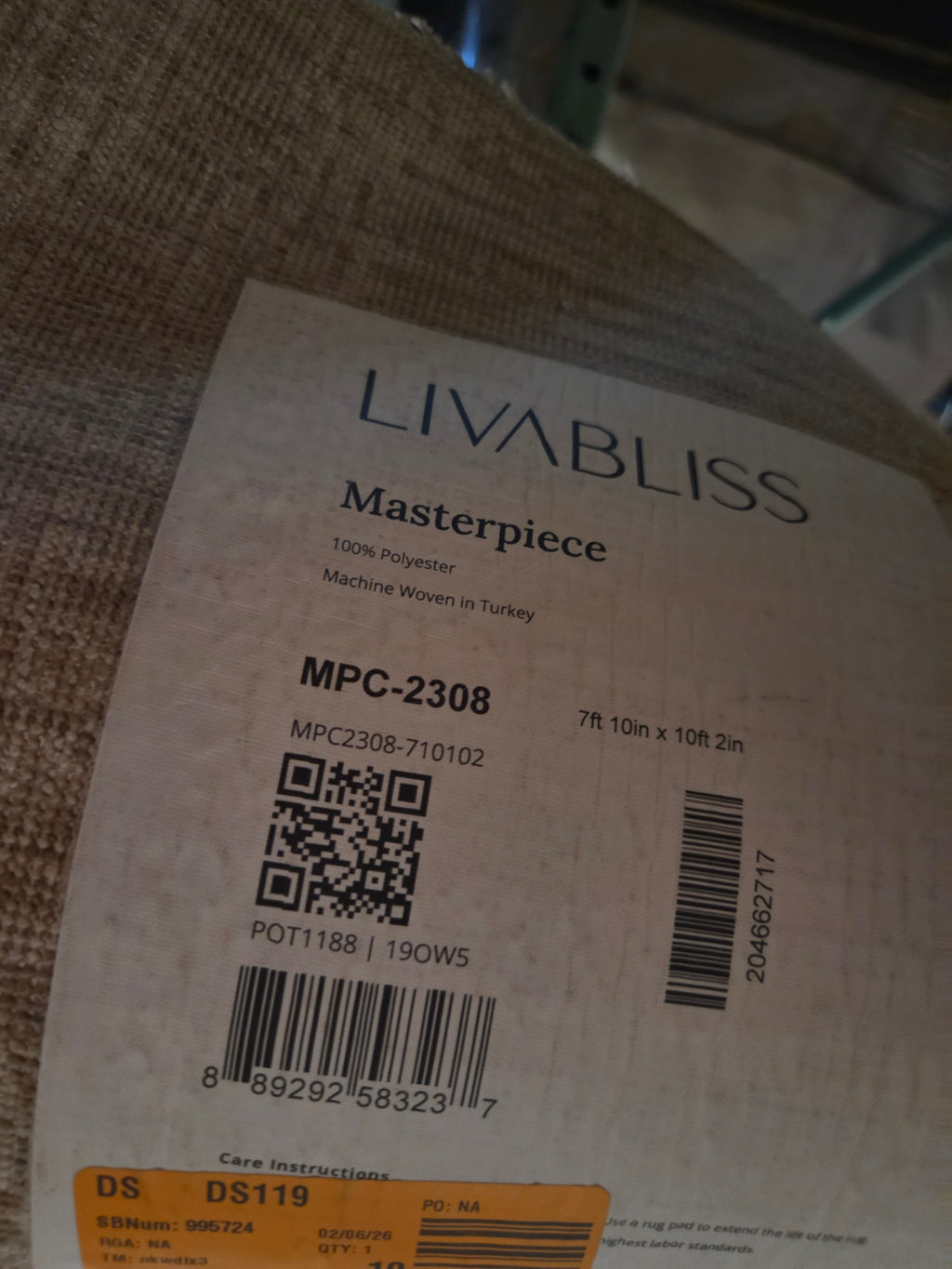 Livabliss Masterpiece MPC2308 Light Grey Taupe Area Rug, 8 x 10