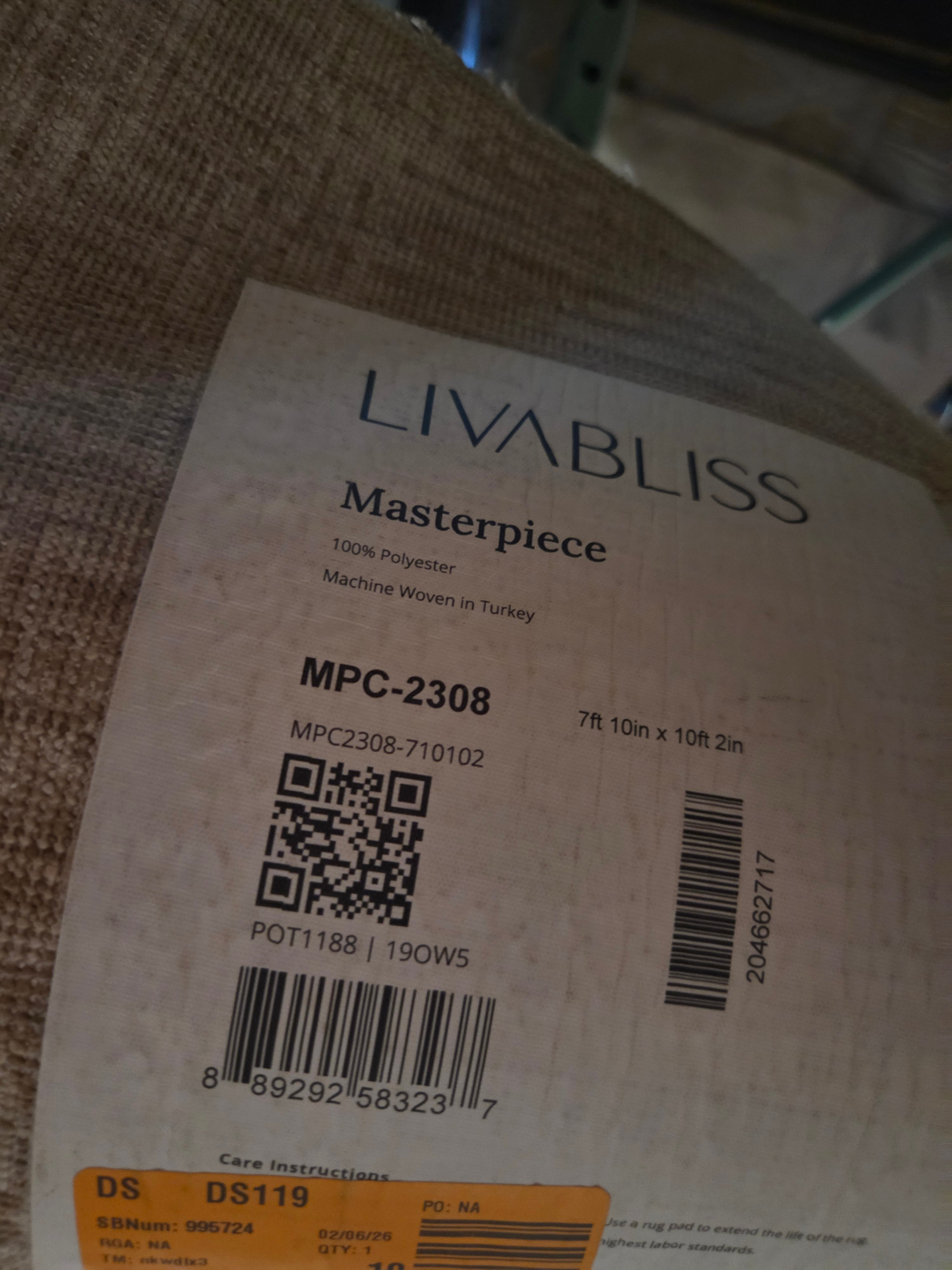 Livabliss Masterpiece MPC2308 Light Grey Taupe Area Rug, 8 x 10