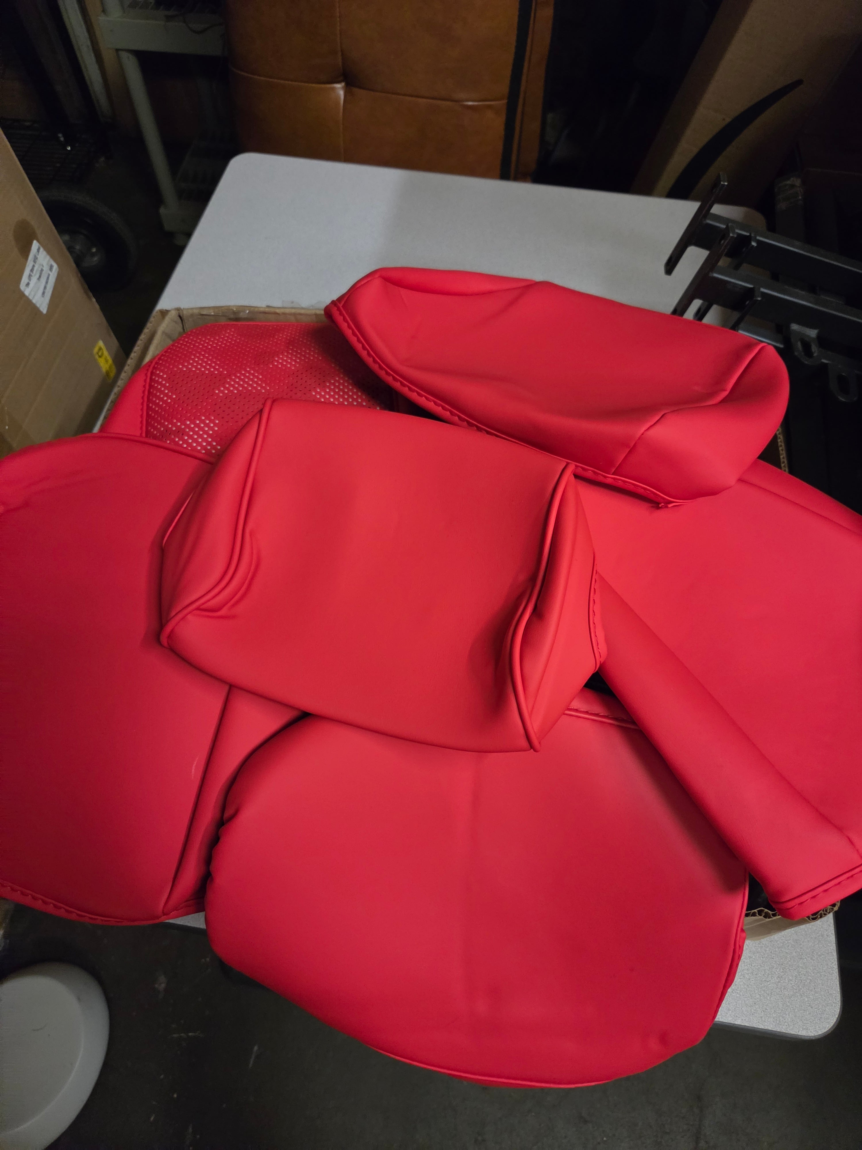 Leather seat cover for a 2024-2025 4th Generation Toyota Tacoma, Red/Camo