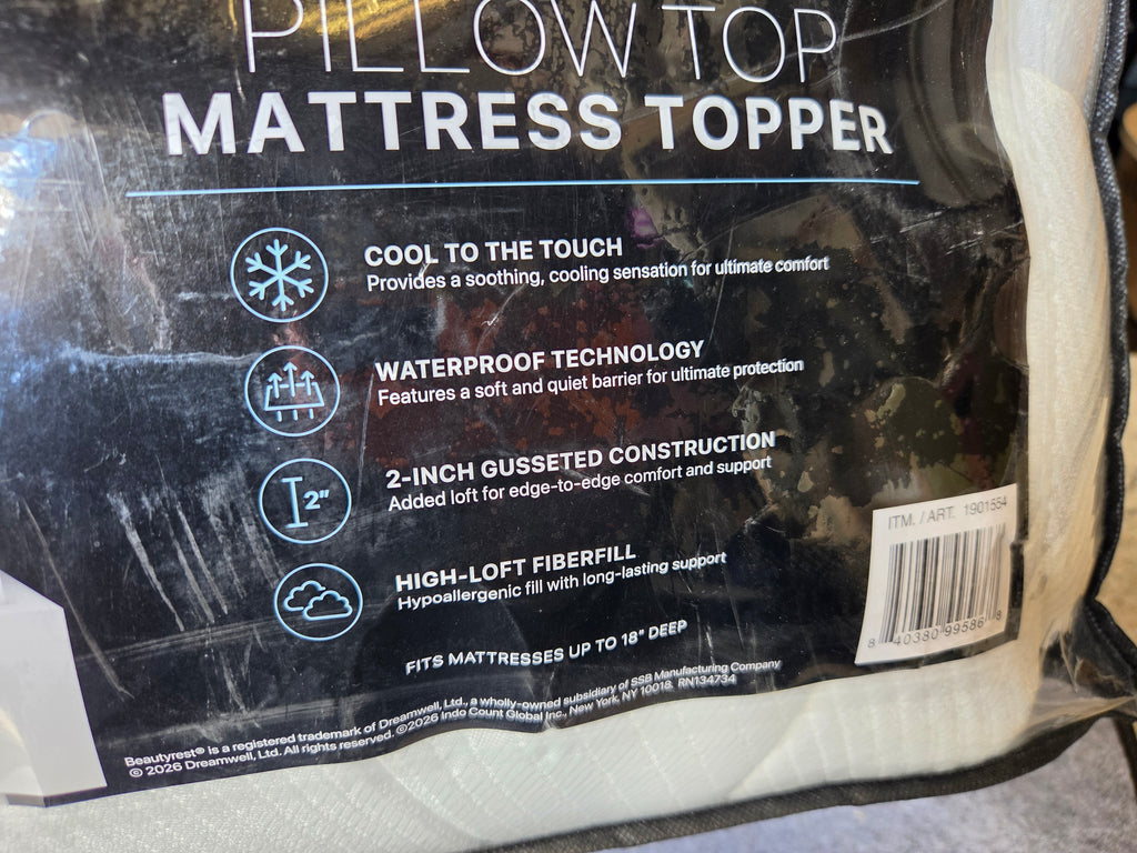 Beautyrest Black King Cooling Pillow Top Mattress Topper - NEW/OPEN BOX