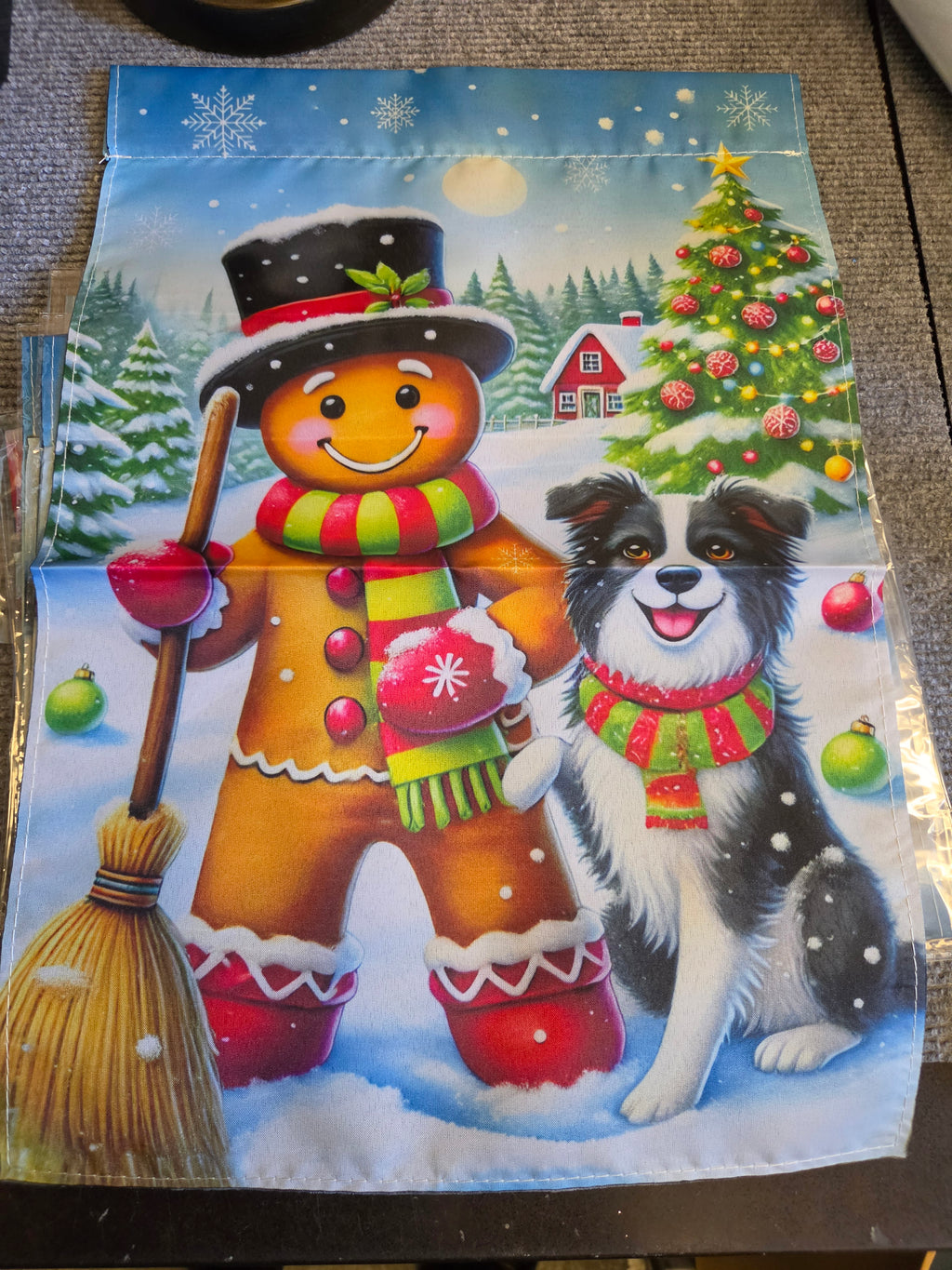 Christmas Garden Flag 12x18 Outdoor Yard Banner Gingerbread Dog Rudolph NEW