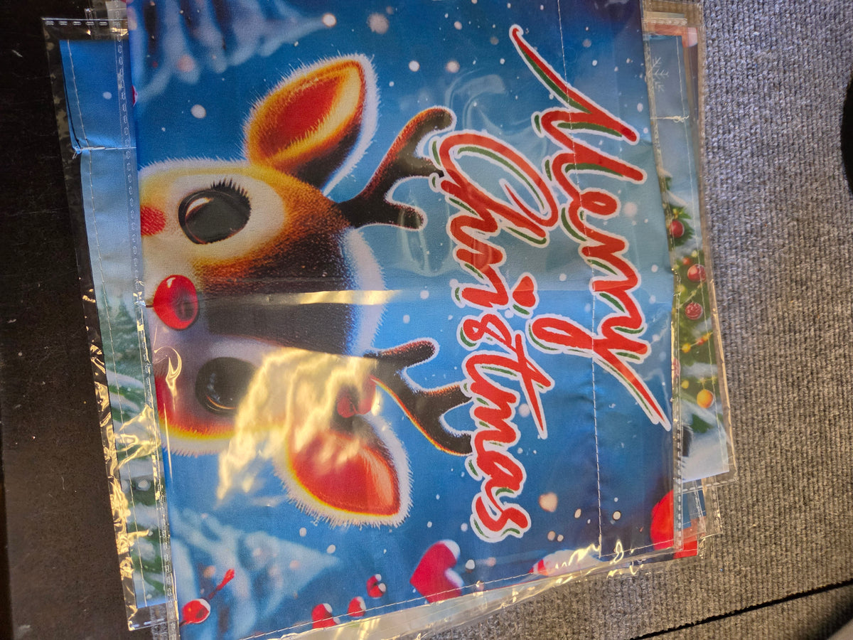 Christmas Garden Flag 12x18 Outdoor Yard Banner Gingerbread Dog Rudolph NEW