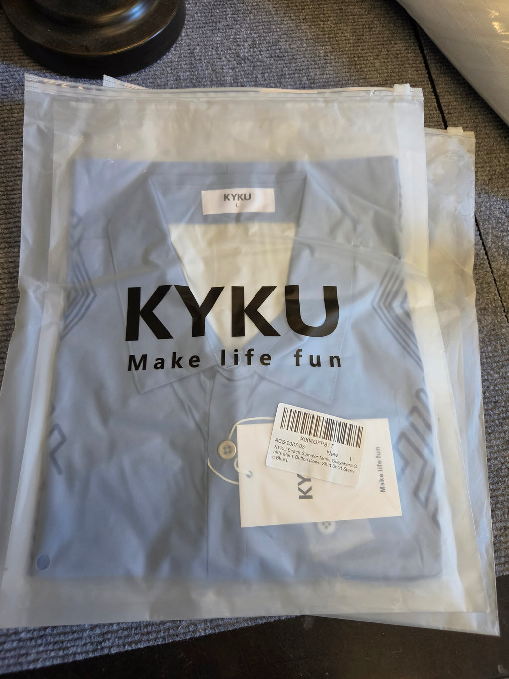 KYKU Men's Geometric Button-Down Beach Shirt Blue Size L NEW NWT