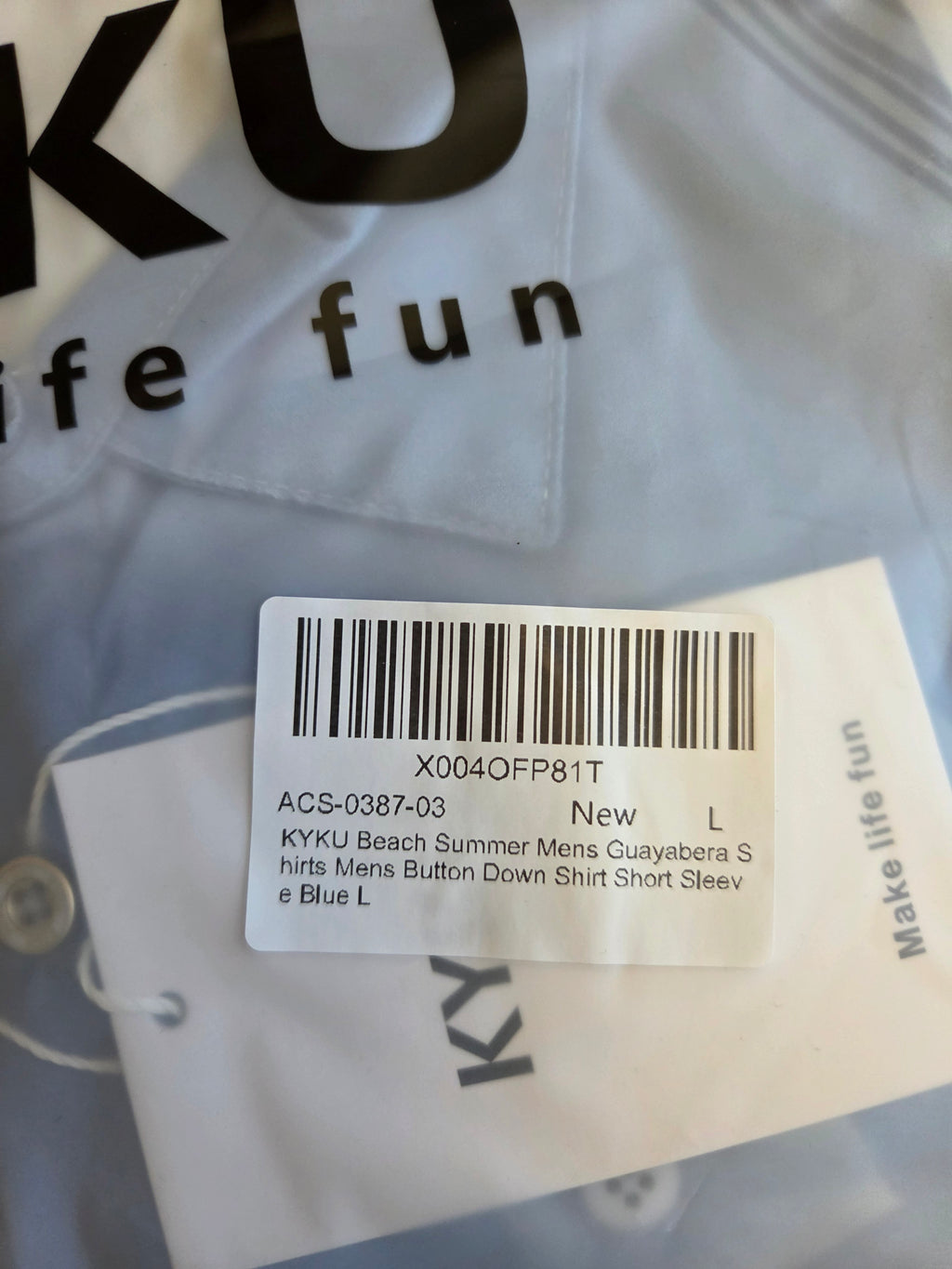 KYKU Men's Geometric Button-Down Beach Shirt Blue Size L NEW NWT